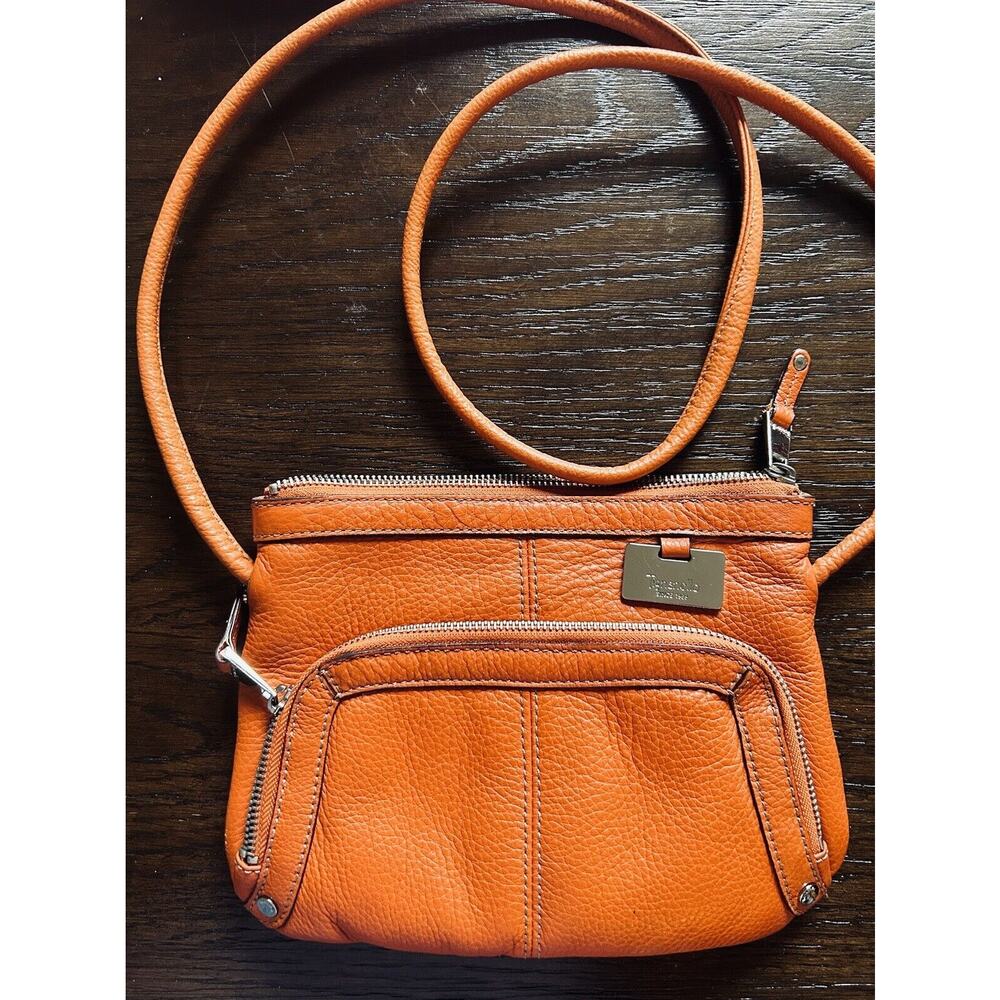 Tignanello Women's Orange Leather Crossbody Shoulder Bag Handbag